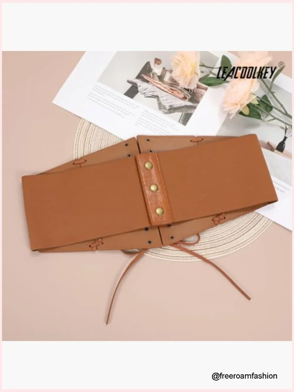 Wide Corset Belt with Lace-Up Front Vintage Elastic Waist Cincher for Dresses